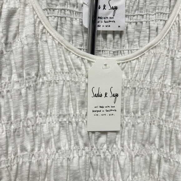 Sadie & Sage Wait a Minute white smocked tank top NWT - Picture 7 of 8